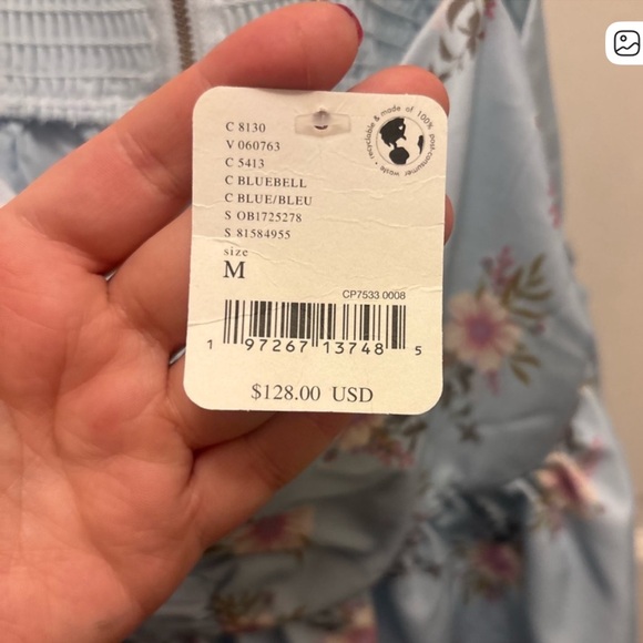 FREE PEOPLE Blue Floral Bubble Dress-Medium, NWT - Picture 5 of 7